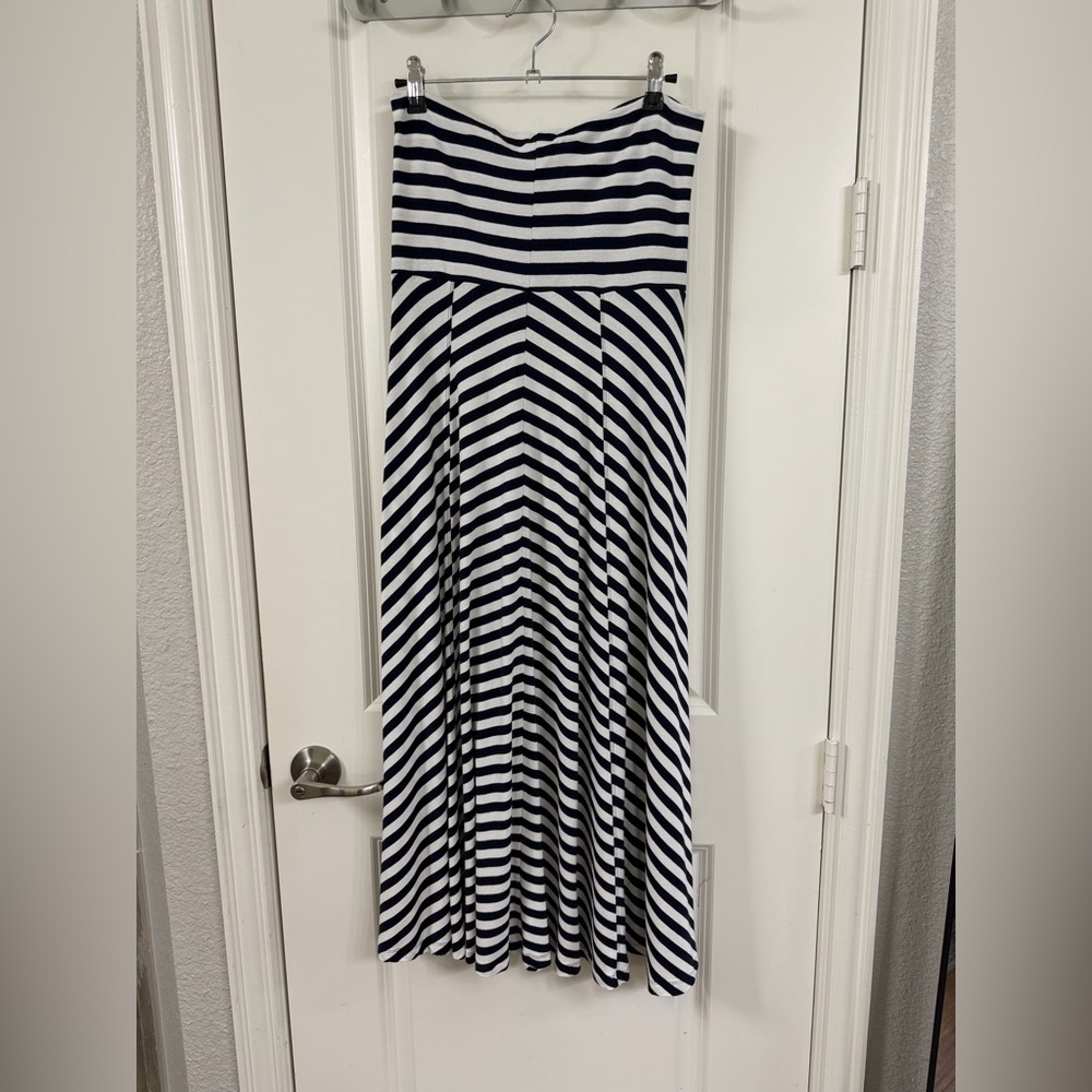 GAP Navy and White Striped Maxi Skirt
